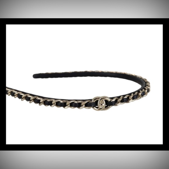Chanel Black and Gold turn lock Chain Headband - Picture 1 of 10